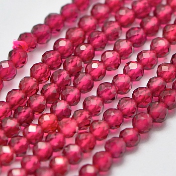 Synthetic Gemstone Beads Strands, Imitation Ruby, Faceted, Round, Camellia, 3.5mm, Hole: 0.6mm, about 110pcs/strand, 14.5 inch