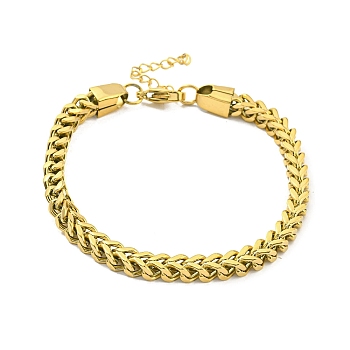 Ion Plating(IP) 304 Stainless Steel Wheat Chain Bracelets, Golden, 10 inch(25.4cm)