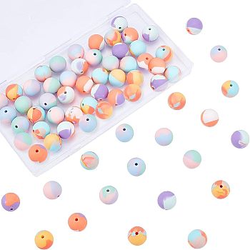 60Pcs 3 Colors Silicone Beads, DIY Nursing Necklaces and Bracelets Making, Chewing Pendants For Teethers, Round, Colorful, 15mm, Hole: 2mm, 20pcs/color