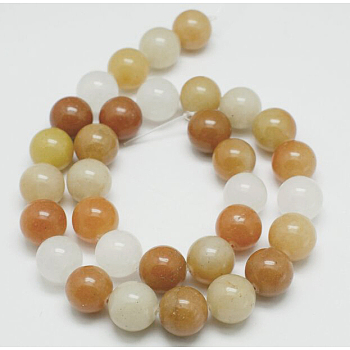 Natural Yellow Jade Beads Strands, Round, Goldenrod, 10mm, hole: 1mm, about 39pcs/strand, 15.3 inch