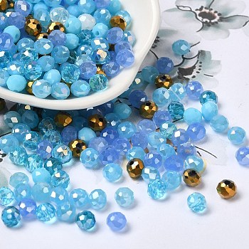 Glass Beads, Faceted, Rondelle, Pale Turquoise, 6x5mm, Hole: 1mm, about 280pcs/60g