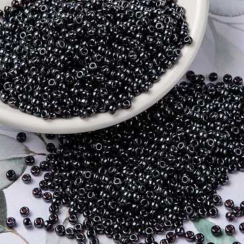 MIYUKI Round Rocailles Beads, Japanese Seed Beads, 8/0, (RR171) Dark Smoky Amethyst Luster, 3mm, Hole: 1mm, about 19000~20500pcs/pound