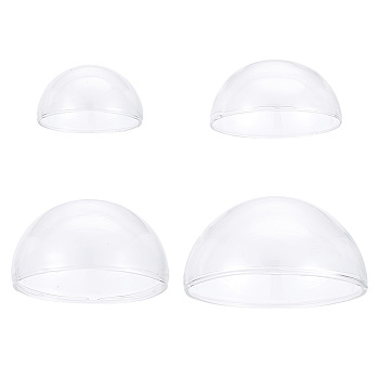 4Pcs 4 Style Clear Glass Globe, Half Round Glass Bottle for DIY Pendant Charms Making, Clear, 40~71x23~36.5mm, 1pc/style