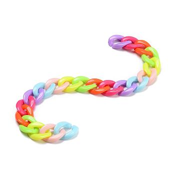 Handmade Acrylic Twisted Chains, Curb Chains, Colorful, Links: 19x13.5x4mm, 39.37 inch(1m)/strand