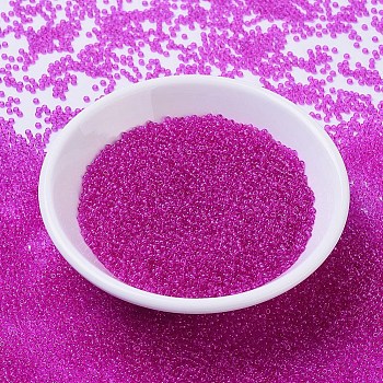 MIYUKI Round Rocailles Beads, Japanese Seed Beads, 11/0, (RR1310) Dyed Transparent Fuchsia, 2x1.3mm, Hole: 0.8mm, about 1111pcs/10g