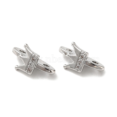 Platinum Clear Crown Brass+Cubic Zirconia Slide Charms
