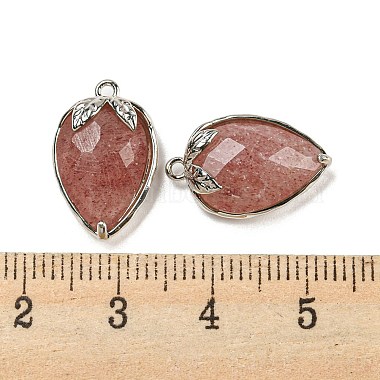 pendentifs à facettes en quartz fraise naturel(G-M431-06P-06)-3