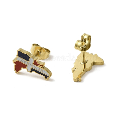 Ion Plating(IP) 304 Stainless Steel Enamel Stud Earrings(EJEW-D089-01G)-2