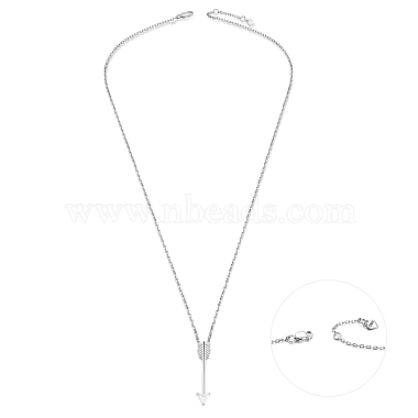 TINYSAND Rhodium Plated 925 Sterling Silver Vertical Arrows Necklace(TS-N477-S)-2