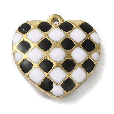 Real 18K Gold Plated White Heart Stainless Steel+Enamel Pendants