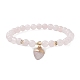 Bracelets extensibles en perles rondes en quartz rose naturel(BJEW-JB09727-03)-1