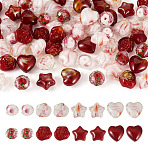 80Pcs 8 Styles Millefiori Glass Beads Strands, Mixed Shapes, Mixed Color, 9~12x9~12x6.5~8mm, Hole: 0.8~2mm, 10pcs/style(GLAA-TA0003-43C)