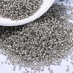MIYUKI Delica Beads, Cylinder, Japanese Seed Beads, 11/0, (DB1877) Silk Inside Dyed Pewter AB, 1.3x1.6mm, Hole: 0.8mm, about 10000pcs/bag, 50g/bag(SEED-X0054-DB1877)