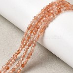 Natural Gold Sunstone Beads Strands, Faceted, Round, 3mm, Hole: 0.7mm, about 70pcs/strand, 7.87''(20cm)(G-H336-A05-02)
