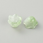 Glass Beads, Flower, Light Green, 11~11.5x7.5mm, Hole: 1.2mm(GLAA-WH0033-52Q)