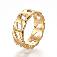 202 Stainless Steel Finger Rings, Golden, Size 6~9, 16~19mm(RJEW-E158-22G)