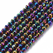 Electroplated Glass Beads Strands, Faceted, Rondelle, Rainbow Plated, 2mm, Hole: 0.5mm, about 192~194pcs/strand, 12.99~13.39 inches(33~34cm)(EGLA-S174-23D-03)