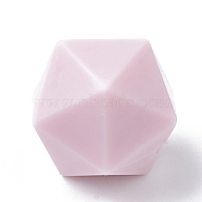 Food Grade Eco-Friendly Silicone Focal Beads, Chewing Beads For Teethers, DIY Nursing Necklaces Making, Icosahedron, Pink, 16.5x16.5x16.5mm, Hole: 2mm(SIL-T048-14mm-58)