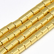 Electroplate Non-magnetic Synthetic Hematite Beads Strands, Column, Golden Plated, 6x6mm, Hole: 2mm, about 67pcs/strand, 16.1 inch(G-Q465-35G)