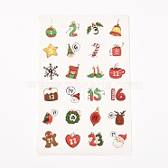 Christmas Theme Round Paper Gift Tag Self-Adhesive Stickers, Number1~24 Countdown Labels, for Gift Packaging, Number, 31x20x0.02cm, Stickers: 45mm In Diameter, 24pcs/sheet(DIY-K032-82I)