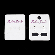 Paper Display Cards, Used For Earrings, Rectangle, White, 4.5x3.2x0.03cm, Hole: 0.6cm(X-CDIS-S025-26B)