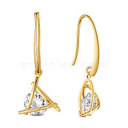 SHEGRACE Brass Dangle Earrings, with Grade AAA Cubic Zirconia, Triangle, Clear, Golden, 31.5mm(JE722C-1)