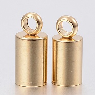 201 Stainless Steel Cord Ends, End Caps, Column, Golden, 8x3mm, Hole: 1.2mm, Inner Diameter: 2.5mm(X-STAS-H436-13A)