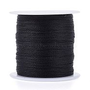 Polyester Braided Metallic Thread, for DIY Braided Bracelets Making and Embroidery, Black, 0.4mm, 6-Ply, about 54.68 yards(50m)/roll(OCOR-I007-B-21)