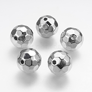 CCB Plastic Beads, Round, Faceted, Platinum, 20mm, Hole: 3mm(CCB-P005-045)