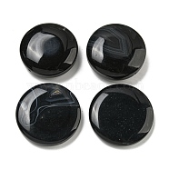 Natural Black Agate Beads, Flat Round, Dyed, 41~44x9~16mm, Hole: 1.5mm(G-B070-25)