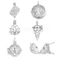 10Pcs 5 Styles Jewelry Making Finding Sets, Including Brass Hollow Cage Pendants and Alloy & Brass Locket Pendants, For Diffuser Chime Ball Pendant Necklaces Making, Mixed Shapes, Platinum, Platinum, 25~37x17.5~29x7.5~24mm, Hole: 2~6.5x2~6mm, 2pcs/style(DIY-SC0020-05)