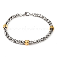 304 Stainless Steel Wheat Chain Bracelets for Women, Golden & Stainless Steel Color, 8-1/4 inch(20.9cm)(BJEW-G711-13GP)