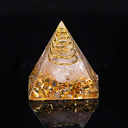 Orgonite Pyramid Resin Display Decorations, with Brass Findings, Gold Foil and Natural Rose Quartz Chips Inside, for Home Office Desk, 30mm(G-PW0005-05D)