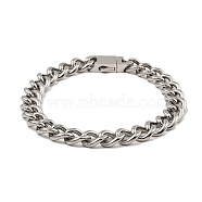 304 Stainless Steel Cuban Link Chain Bracelet, Stainless Steel Color, 8-7/8 inch(22.4cm)(NJEW-D050-02B-P)