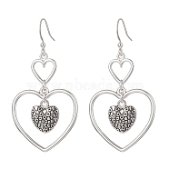 Heart Alloy Dangle Earrings, Brass Earring for Women, Heart, 58x29.5mm(EJEW-JE05534-03)