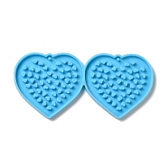 DIY Heart Pendant Silicone Molds, Resin Casting Molds, for UV Resin & Epoxy Resin Jewelry Making, Deep Sky Blue, 52x110.5x4mm, Hole: 2mm, Inner Diameter: 48x52mm(DIY-I099-43)