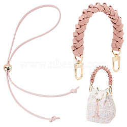 WADORN PU Imitation Leather Braided Bag Strap & Flat Purse Drawstring, Pink, Bag Handle: 31.2x2.5x1.9cm, 1pc, Drawstring: 120~122x0.85x0.5cm, 1 set(FIND-WR0009-11)