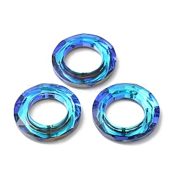 Electroplate Glass Linking Rings, Crystal Cosmic Ring, Prism Ring, Faceted, Back Plated, Round Ring, Blue, 30x6.5mm, Inner Diameter: 17mm(GLAA-A008-04C-08)