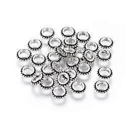 Tibetan Style Alloy Spacer Beads, Donut, Lead Free & Cadmium Free, Antique Silver, 8x2.5mm, Hole: 4mm(LF11067Y)