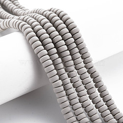 Handmade Polymer Clay Beads Strands, for DIY Jewelry Crafts Supplies, Flat Round, Dark Gray, 6~7x3mm, Hole: 1.5mm, about 113~116pcs/strand, 15.55 inch~16.14 inch(39.5~41cm)(CLAY-N008-008-201)