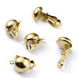 Brass Clip-on Earring Findings, Real 24K Gold Plated, 19x12x14mm, Hole: 1.8mm(X-KK-O131-03G-A)