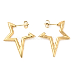 Ion Plating(IP) 304 Stainless Steel Stud Earrings for Women, Star, Golden, 31x26x2.2mm(STAS-D084-25G)