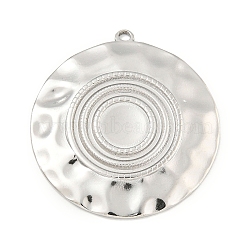 Non-Tarnish 304 Stainless Steel Pendants, Flat Round, Stainless Steel Color, Tray: 8mm, 34x31x2.5mm, Hole: 1.6mm(STAS-A099-09P)