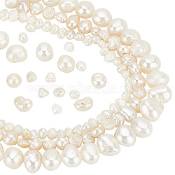 Elite 3 Strands 3 Styles Natural Cultured Freshwater Pearl Beads Strands, Two Sides Polished, Nuggets, Antique White, 3.5~8x2.5~6x3~6.5mm, Hole: 0.5~0.6mm, about 27~48pcs/strand, , 6.50 inch(16.5cm)~6.61 inch(16.8cm), 1 strand/style(PEAR-PH0001-14)