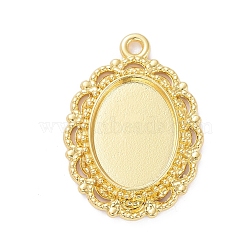 Alloy Pendant Cabochon Settings, Plain Edge Bezel Cups, Oval, Golden, Tray: 18x13mm, 32x23x4mm, Hole: 2mm(PALLOY-E577-38G)