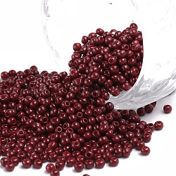 11/0 Grade A Round Glass Seed Beads, Baking Paint, FireBrick, 2.3x1.5mm, Hole: 1mm, about 48500pcs/pound(SEED-N001-A-1061)