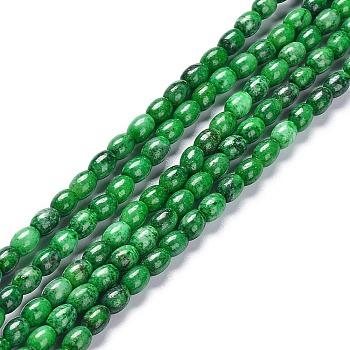Natural Quartz Beads Strands, Dyed, Rice, Green, 6x4.5mm, Hole: 0.8mm, about 69~72pcs/strand, 16.14~16.34 inch(41~41.5cm)