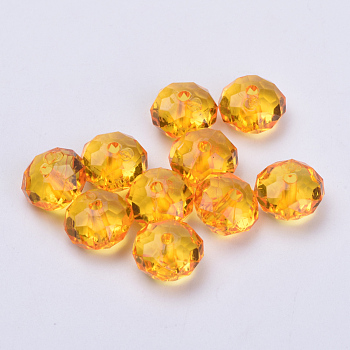 Transparent Acrylic Beads, Faceted, Rondelle, Orange, 22x15mm, Hole: 3mm, about 135pcs/500g
