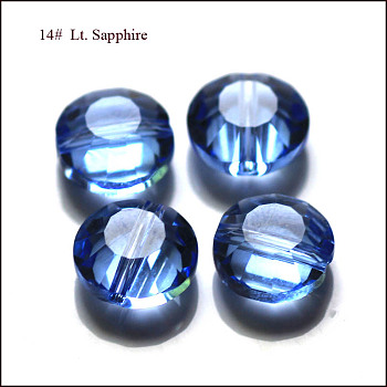 Imitation Austrian Crystal Beads, Grade AAA, Faceted, Flat Round, Light Sky Blue, 6x3.5mm, Hole: 0.7~0.9mm