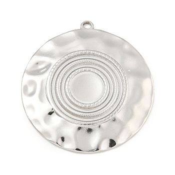 Non-Tarnish 304 Stainless Steel Pendants, Flat Round, Stainless Steel Color, Tray: 8mm, 34x31x2.5mm, Hole: 1.6mm